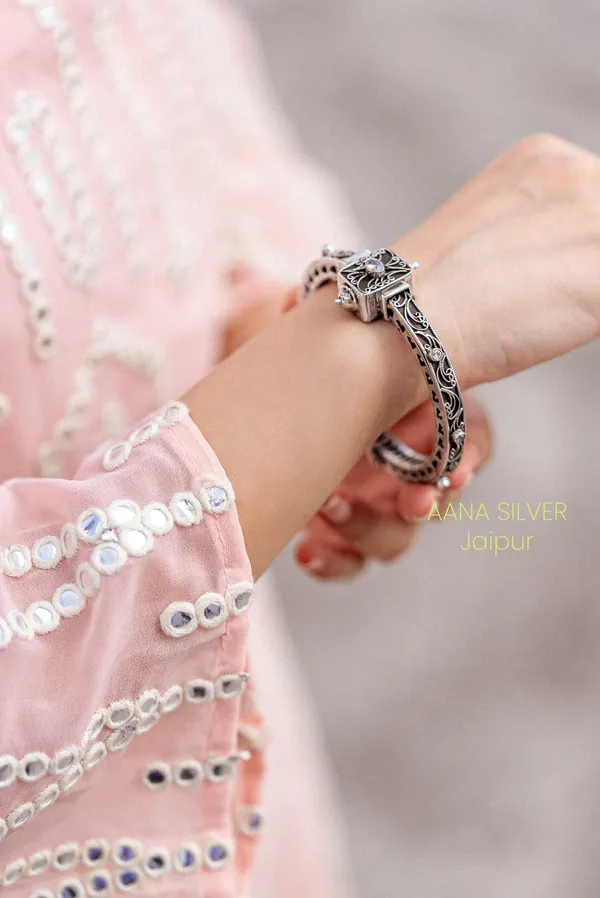 925_Pure_Sterling_Silver_|_Saundarya_Unique_Kada_|_Well_Stamped_&_Hallmarked