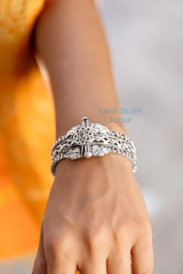925_Pure_Sterling_Silver_|_Saundarya_Detailed_Kada_|_Well_Stamped_&_Hallmarked