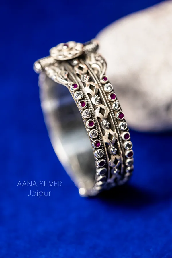 925_Pure_Sterling_Silver_|_Saundarya_Detailed_Kada_|_Well_Stamped_&_Hallmarked