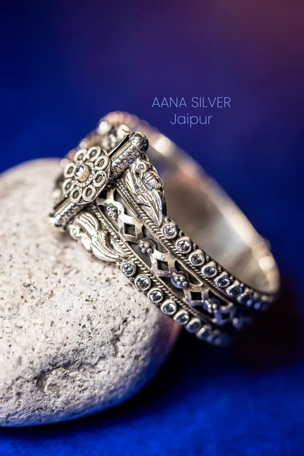 925_Pure_Sterling_Silver_|_Saundarya_Detailed_Peacock_Kada_|_Well_Stamped_&_Hallmarked