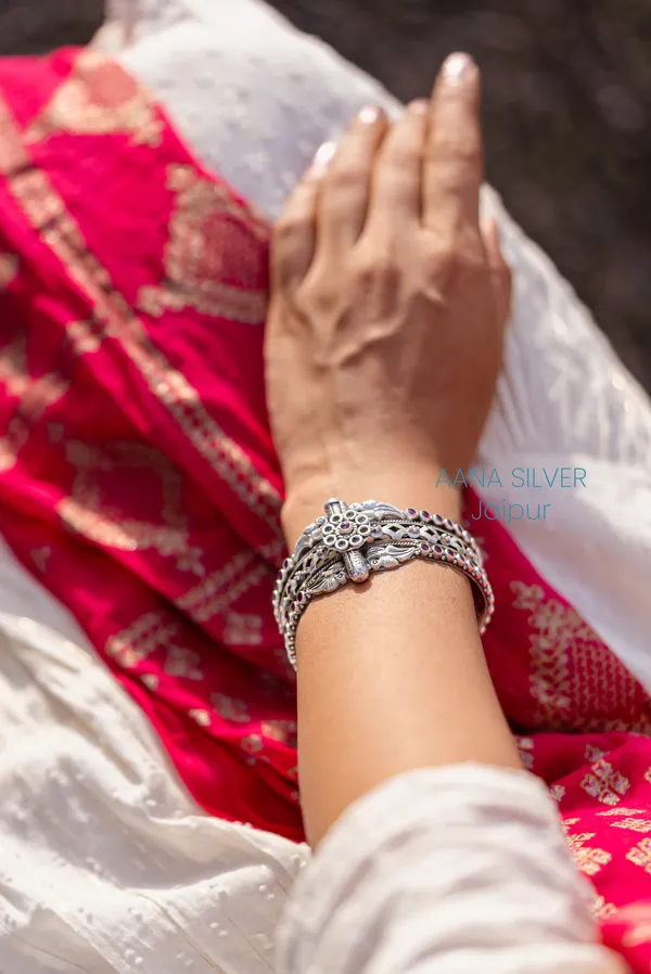 925_Pure_Sterling_Silver_|_Saundarya_Fine_Peacock_Kada_|_Well_Stamped_&_Hallmarked
