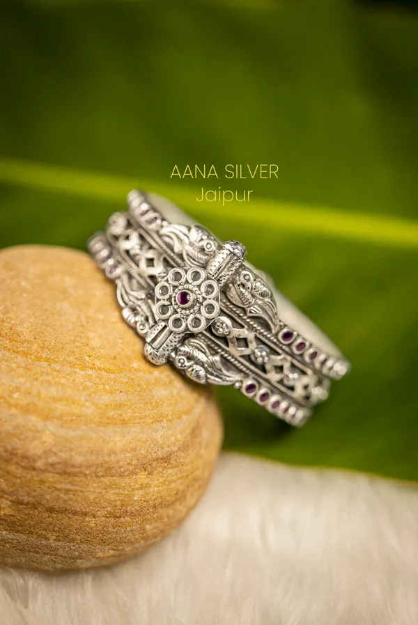 925_Pure_Sterling_Silver_|_Saundarya_Fine_Peacock_Kada_|_Well_Stamped_&_Hallmarked