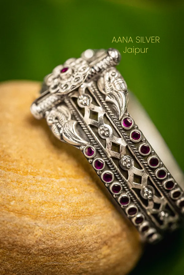925_Pure_Sterling_Silver_|_Saundarya_Fine_Peacock_Kada_|_Well_Stamped_&_Hallmarked