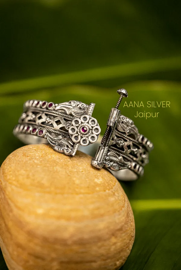 925_Pure_Sterling_Silver_|_Saundarya_Fine_Peacock_Kada_|_Well_Stamped_&_Hallmarked