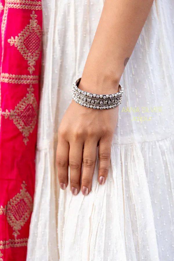 925_Pure_Sterling_Silver_|_Saundarya_Flower_Bangle_|_Well_Stamped_&_Hallmarked