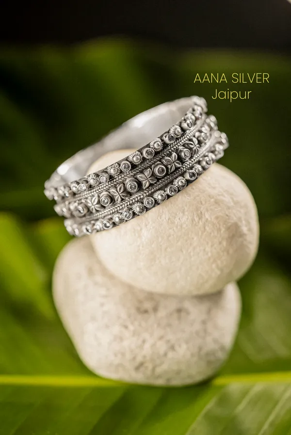 925_Pure_Sterling_Silver_|_Saundarya_Flower_Bangle_|_Well_Stamped_&_Hallmarked