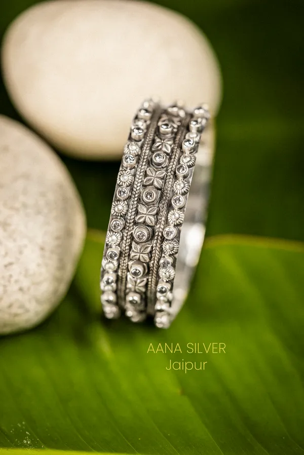925_Pure_Sterling_Silver_|_Saundarya_Flower_Bangle_|_Well_Stamped_&_Hallmarked
