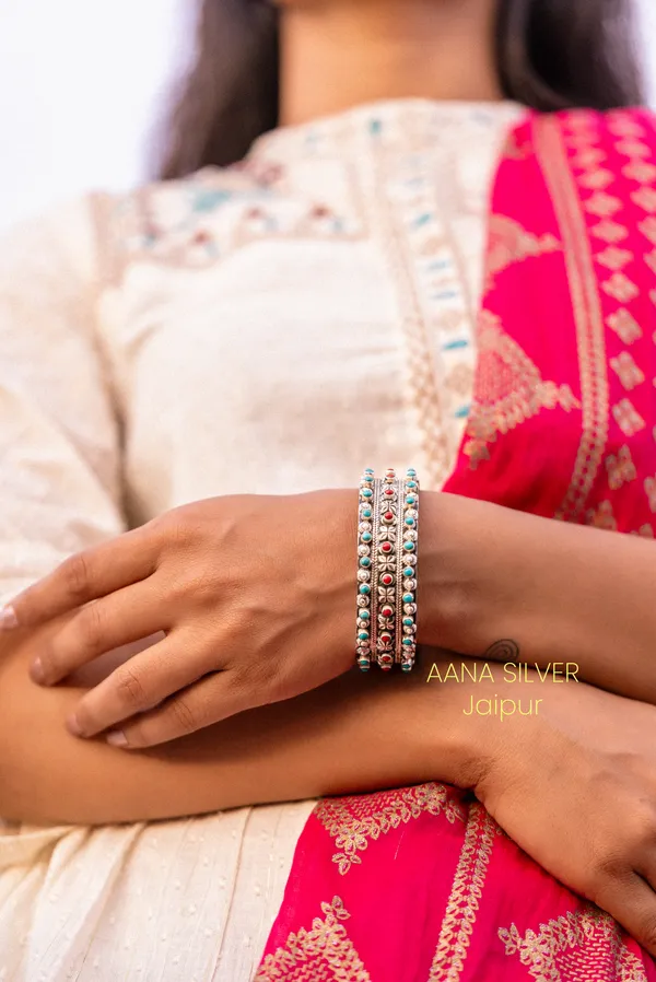 925_Pure_Sterling_Silver_|_Saundarya_Turquoise_Bangle_|_Well_Stamped_&_Hallmarked