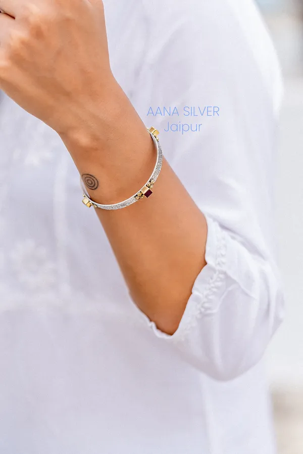925_Pure_Sterling_Silver_|_Saundarya_Multi_Stone_Bangles_|_Well_Stamped_&_Hallmarked