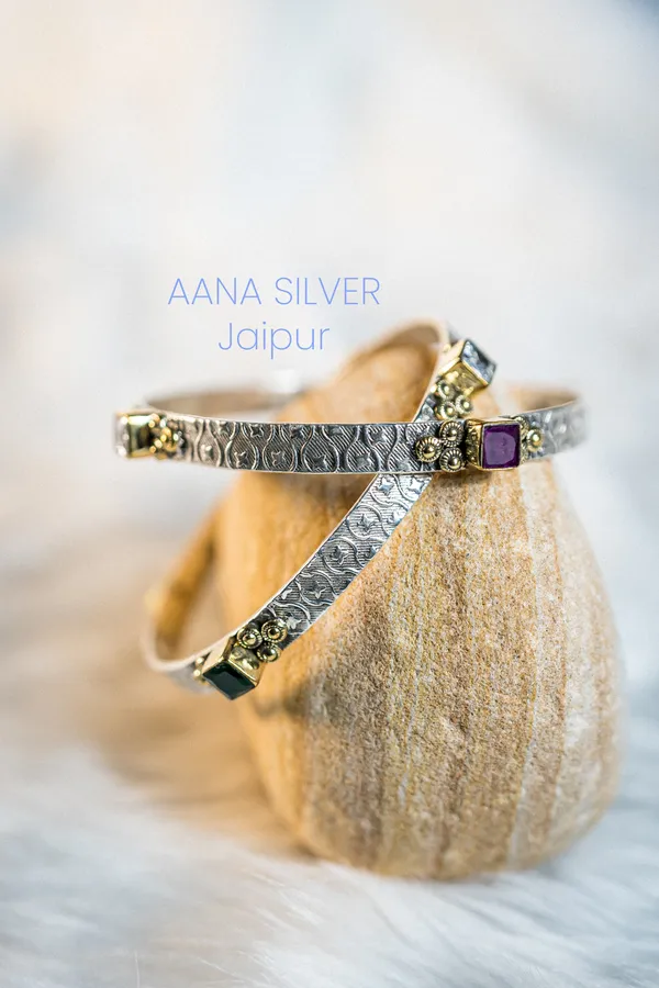 925_Pure_Sterling_Silver_|_Saundarya_Multi_Stone_Bangles_|_Well_Stamped_&_Hallmarked