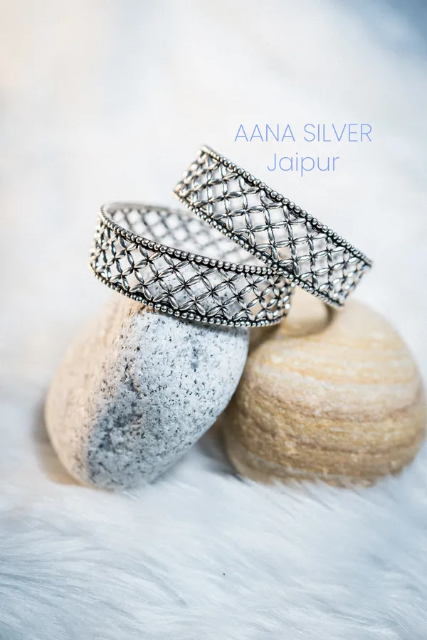 925_Pure_Sterling_Silver_|_Aabharan_Flower_Jali_Ball_Bangles_|_Well_Stamped_&_Hallmarked
