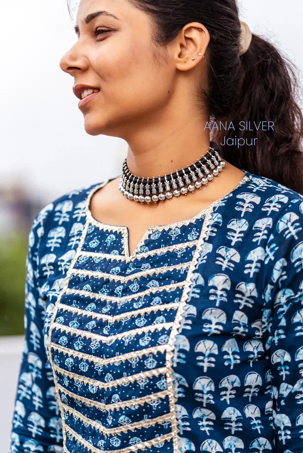 925_Pure_Sterling_Silver_|_Aabharan_Motif_Ball_Choker_|_Well_Stamped_&_Hallmarked