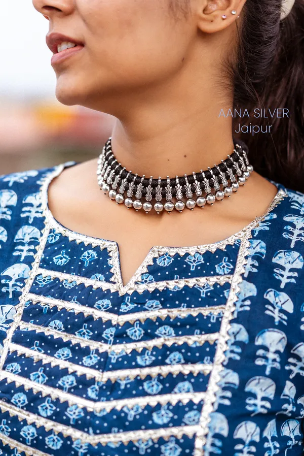 925_Pure_Sterling_Silver_|_Aabharan_Motif_Ball_Choker_|_Well_Stamped_&_Hallmarked