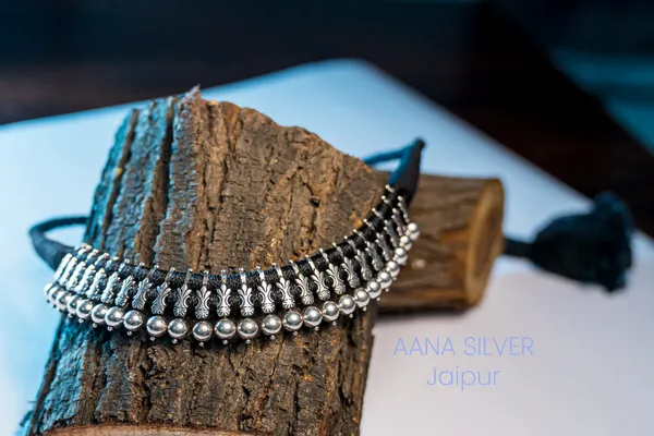 925_Pure_Sterling_Silver_|_Aabharan_Motif_Ball_Choker_|_Well_Stamped_&_Hallmarked