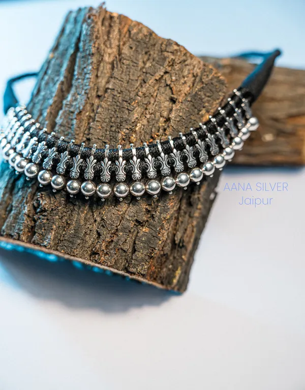 925_Pure_Sterling_Silver_|_Aabharan_Motif_Ball_Choker_|_Well_Stamped_&_Hallmarked