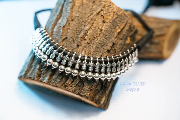925_Pure_Sterling_Silver_|_Aabharan_Motif_Ball_Choker_|_Well_Stamped_&_Hallmarked