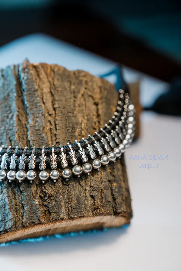 925_Pure_Sterling_Silver_|_Aabharan_Motif_Ball_Choker_|_Well_Stamped_&_Hallmarked