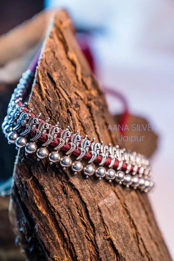 925_Pure_Sterling_Silver_|_Aabharan_Ball_Peacock_Choker_|_Well_Stamped_&_Hallmarked