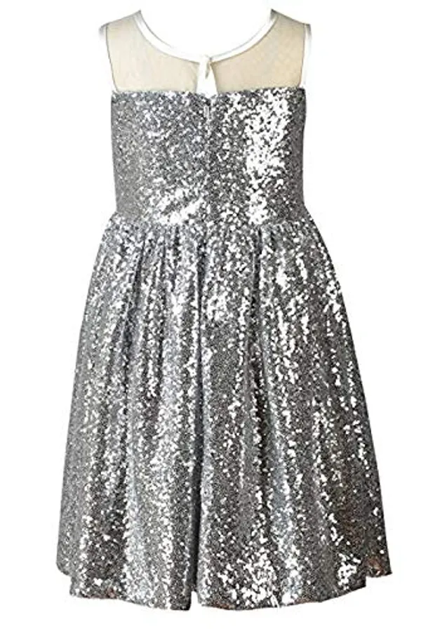 Silver_Sequined_Sequined_Round_Neck_Dress_For_Girls