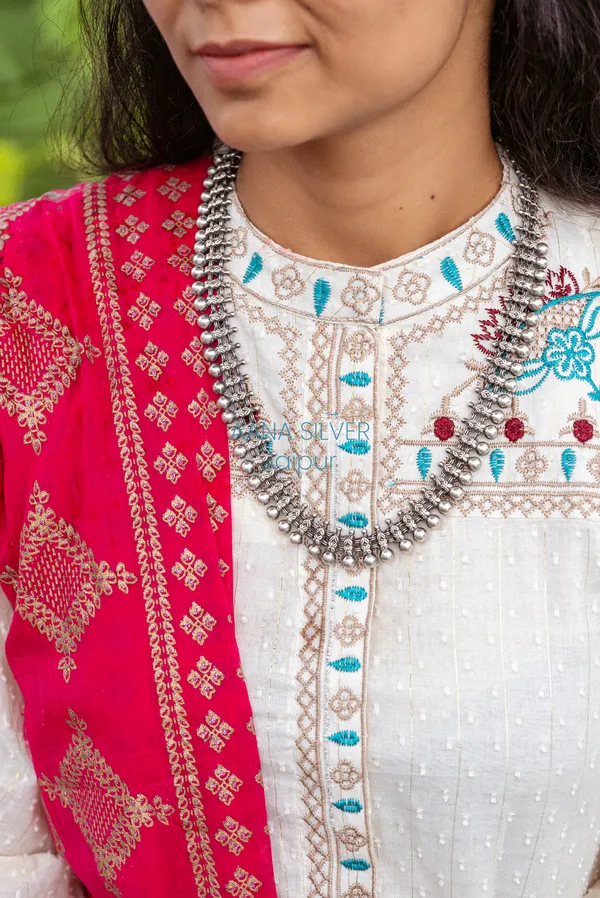 925_Pure_Sterling_Silver_|_Aabharan_Motif_Balls_Necklace_|_Well_Stamped_&_Hallmarked