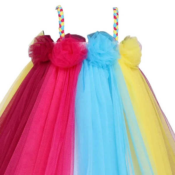 Multicolor_Solid_Square_Neck_Dress_For_Girls