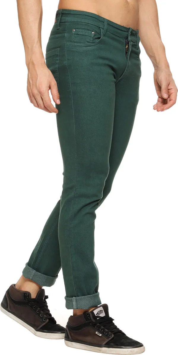 Men's_Dark_Green_Regular_Fit_Premium_Cotton_Blend_Jeans