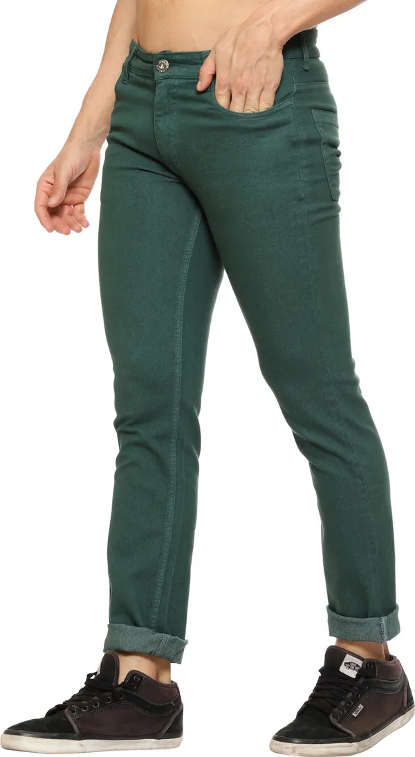 Men's_Dark_Green_Regular_Fit_Premium_Cotton_Blend_Jeans