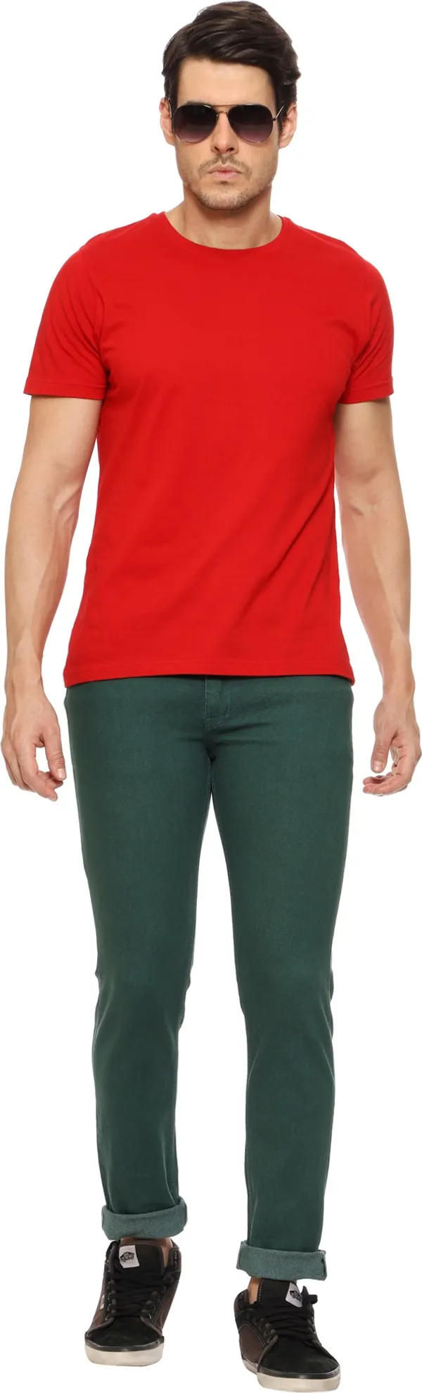 Men's_Dark_Green_Regular_Fit_Premium_Cotton_Blend_Jeans
