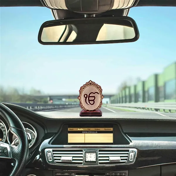 Designer_Ik_Onkar_For_Car,_Car_Decor_Accessory,_Car_Stand,_Car_Dashboard_Idol,_Sikh_Spiritual_Gift_Item,_Wooden_Punjabi_Car_Decor_Item,_Ek_Onkar,_2.5X3.5Inches