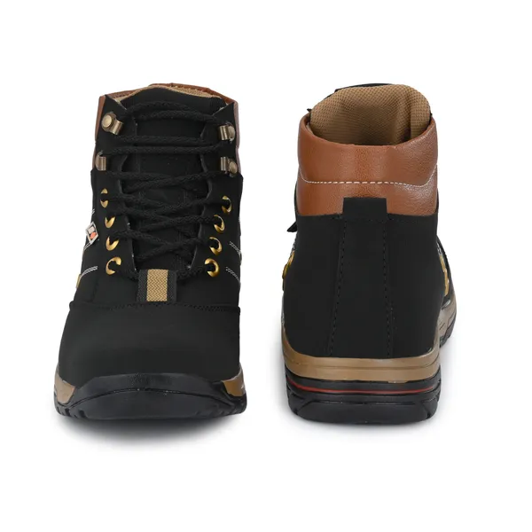 Black_Leatherette_And_Airmix_Lace_Ups_Boots_For_Men