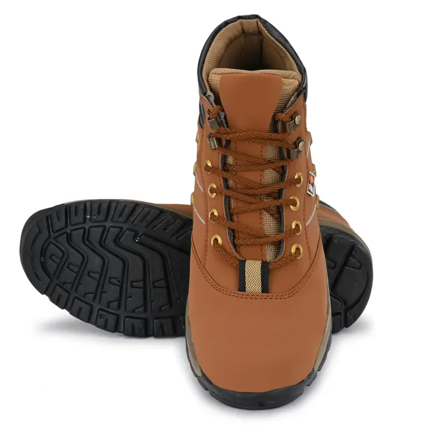 Tan_Brown_Leatherette_And_Airmix_Lace_Ups_Boots_For_Men