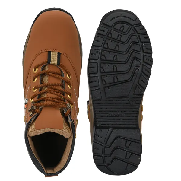 Tan_Brown_Leatherette_And_Airmix_Lace_Ups_Boots_For_Men