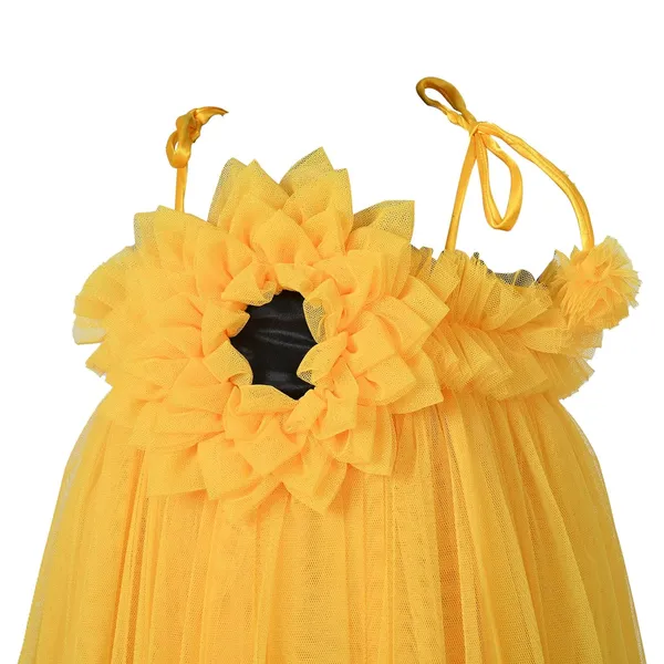 Yellow_Net_Floral_Pattern_Tutu_Dress_For_Girls