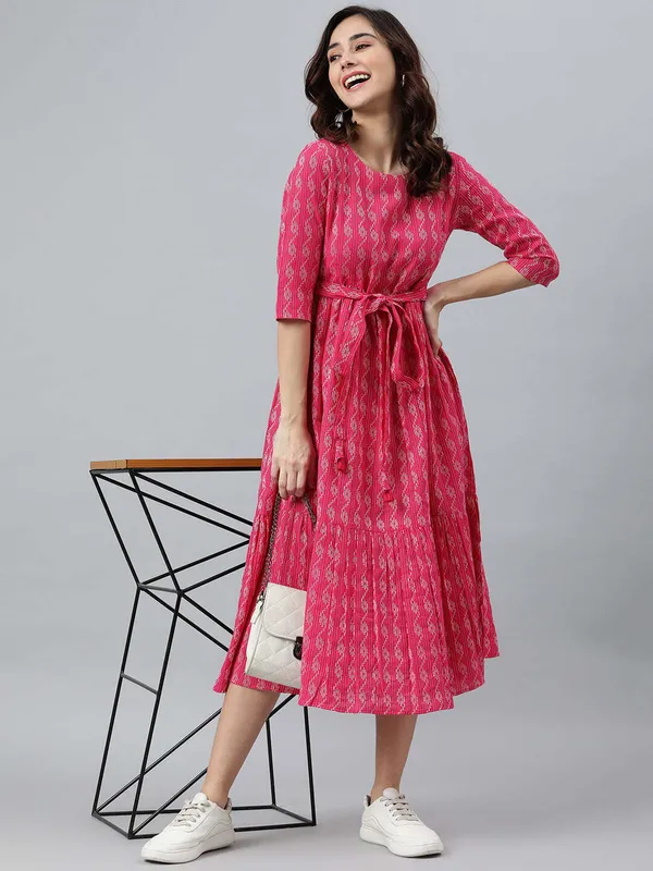 Pink_Crepe_Regular_Design_Dress_|_Push_Premium_For_Women