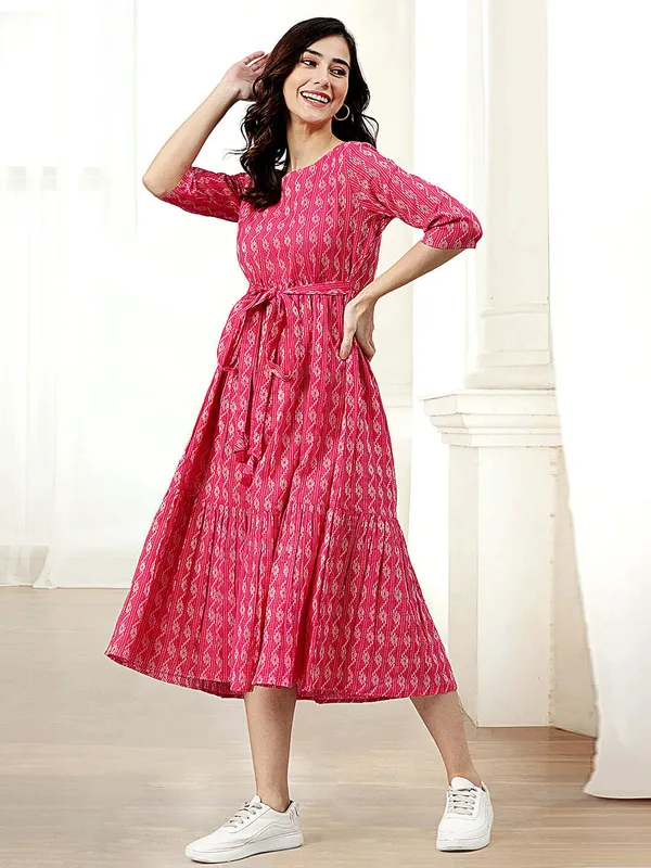 Pink_Crepe_Regular_Design_Dress_|_Push_Premium_For_Women