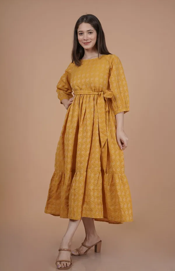 Yellow_Crepe_Regular_Dress_For_Women