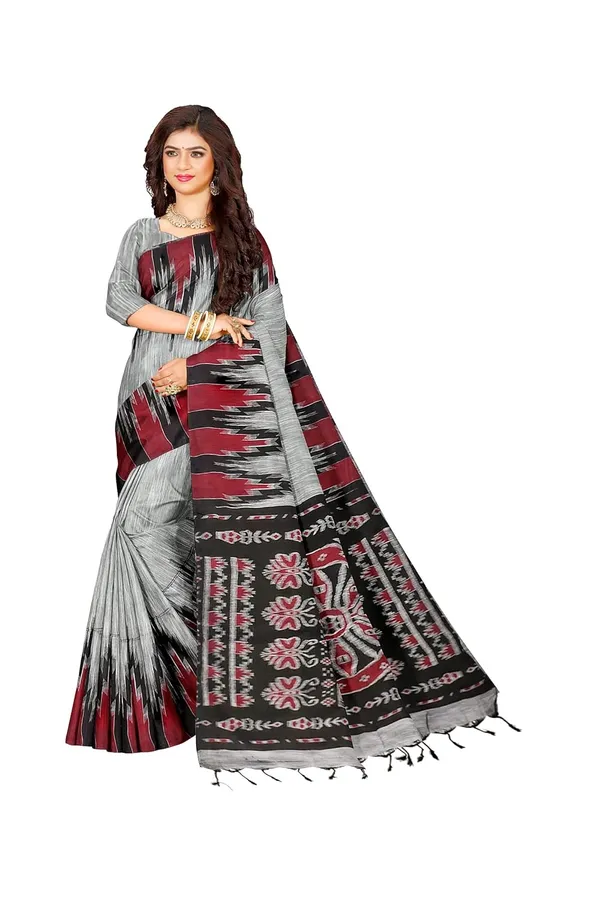 Grey_Sambalpuri_Cotton_Print_Saree