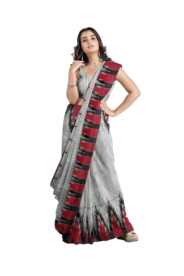 Grey_Sambalpuri_Cotton_Print_Saree