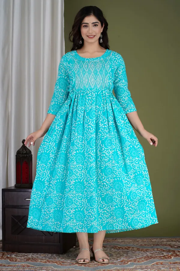 Sanganeri_Blue_Maternity_And_Feeding_Kurti