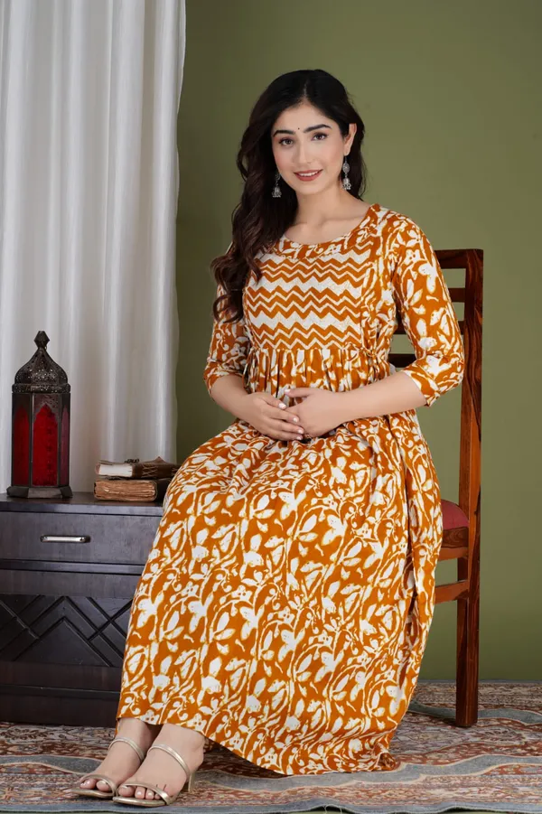 Sanganeri_Brown_Maternity_And_Feeding_Kurti