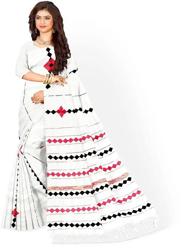 White_Temple_Border_Handloom_Pure_Cotton_Saree