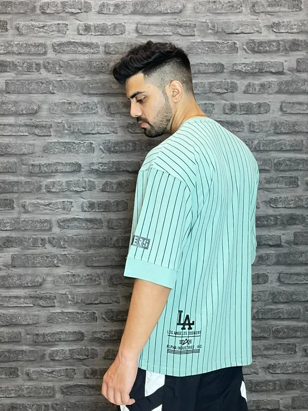 Sea_Green_Honey_Comb_Printed_Round_Neck_Soft_T-Shirt_For_Men