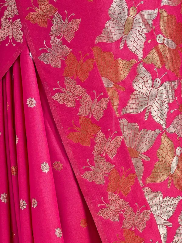 Pink_Soft_Banarasi_Silk_Saree_With_Blouse_Piece_For_Women