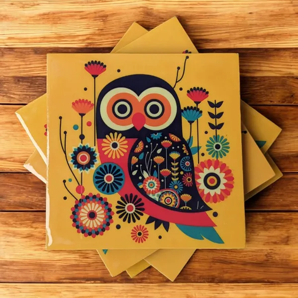 Set_of_4_Vibrant_Owl_Design_MDF_Coasters