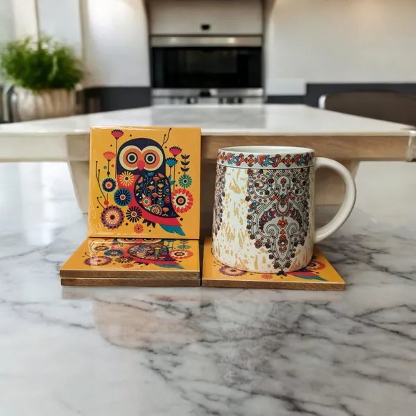 Set_of_4_Vibrant_Owl_Design_MDF_Coasters