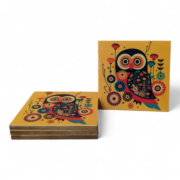 Set_of_4_Vibrant_Owl_Design_MDF_Coasters