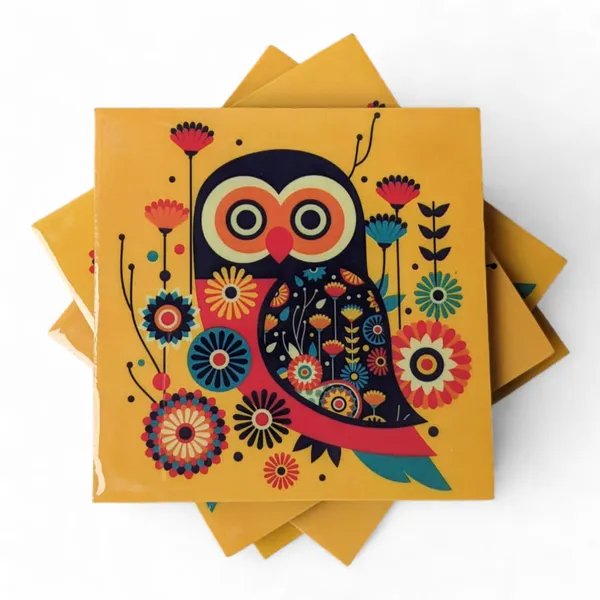 Set_of_4_Vibrant_Owl_Design_MDF_Coasters