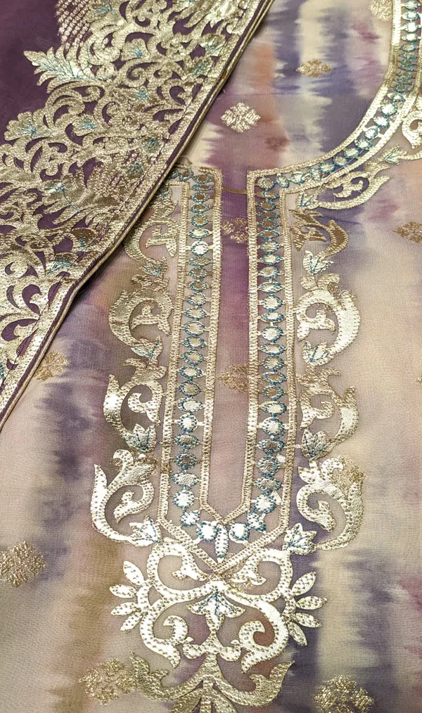 Cream_Organza_Leather_Work_Un-Stitched_Suit_For_Women