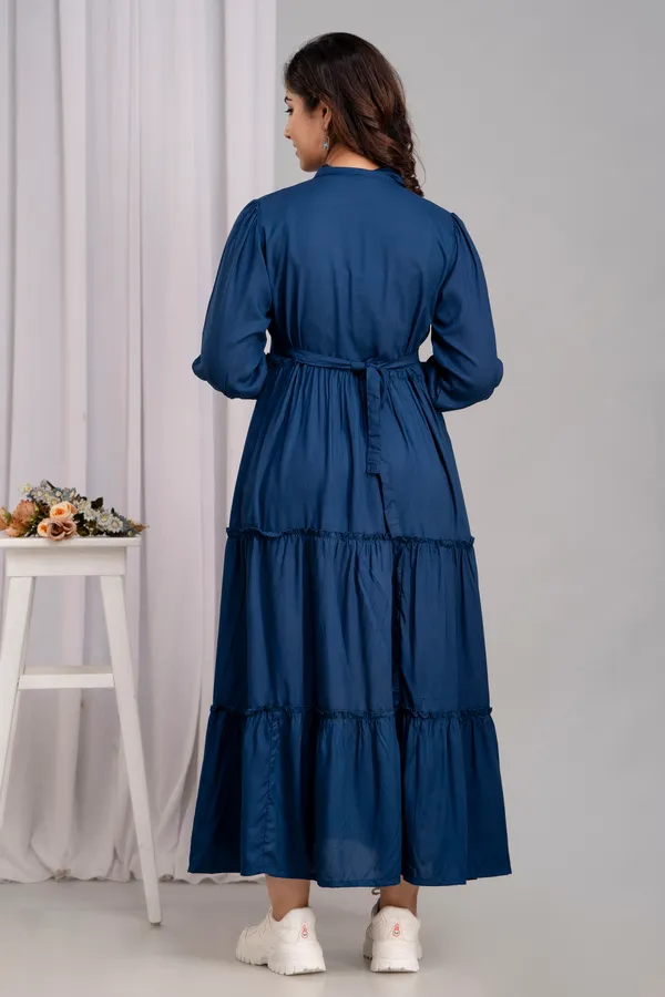 Shirt_Collar_Solid_Long_Teal_Blue_Dress
