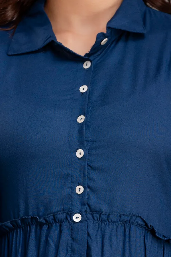 Shirt_Collar_Solid_Long_Teal_Blue_Dress